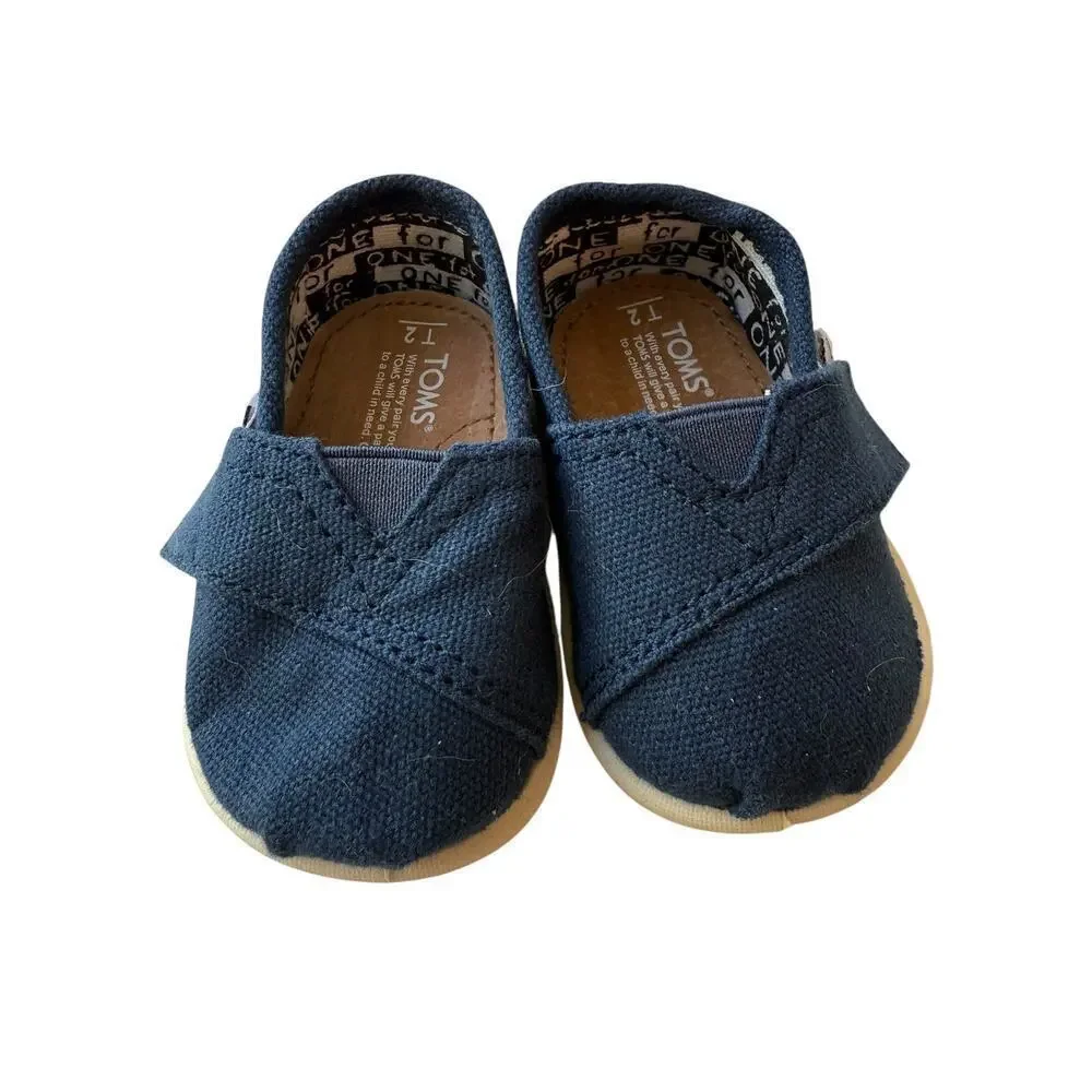TOMS Boys Navy Alpargata Casual Shoes Size 2